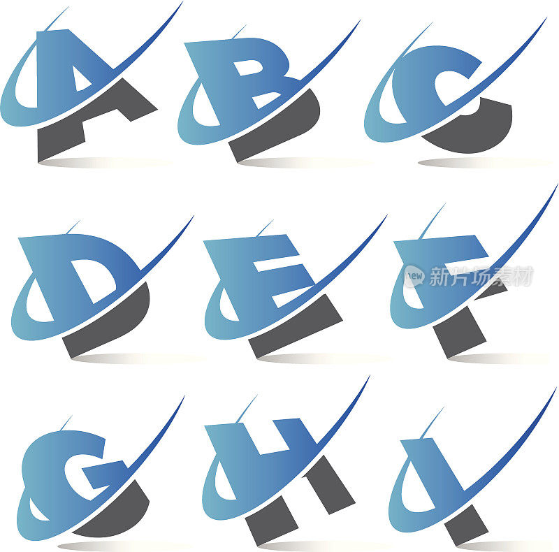 Swoosh Alphabet Icons Set 1
